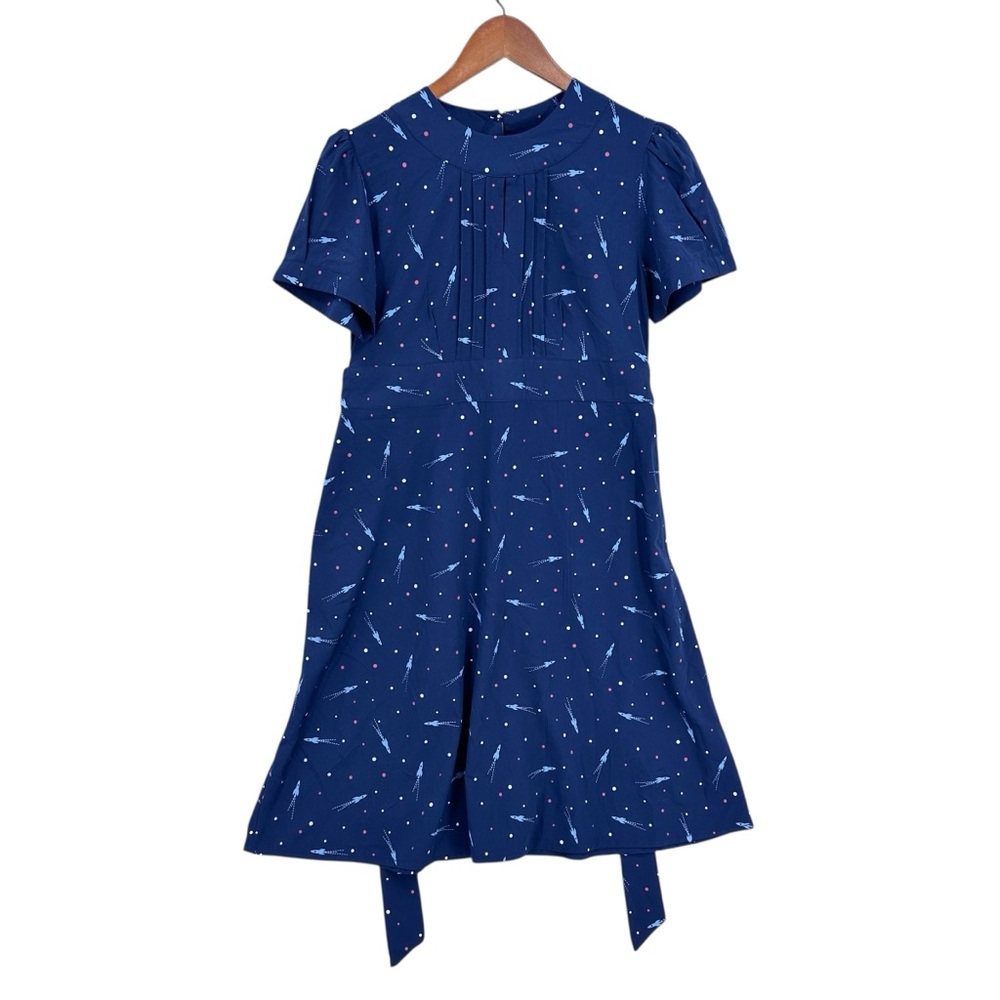 CIRCUS Dress Space Rocket Print Short Sleeve Galaxy Blue